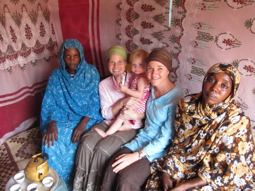 Allison, Avery and Stephanie with the Darfur women.